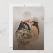 Eenvoudige zwart-wit overlay foto trouwkaart kaart (Achterkant)