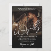 Eenvoudige zwart-wit-overlay-fotobruiloft kaart (Voorkant)