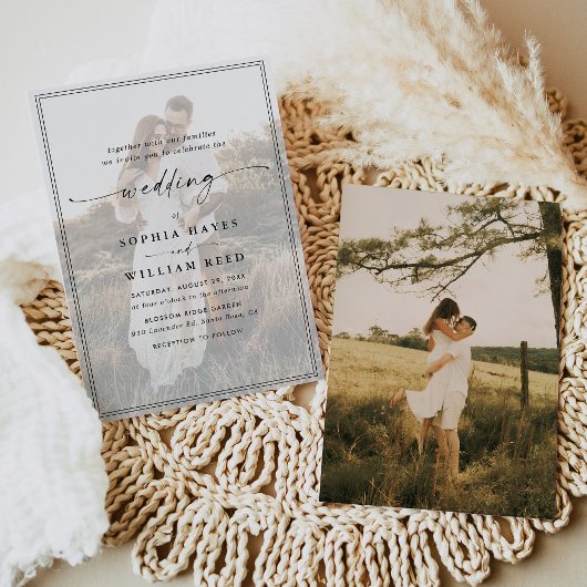 Eenvoudige zwart-wit overlay Moderne foto bruiloft Kaart