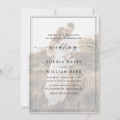 Eenvoudige zwart-wit overlay Moderne foto bruiloft Kaart (Voorkant)