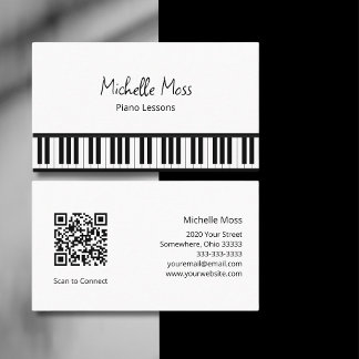 Eenvoudige Zwart Wit Piano Muziek Leraar Pianist Visitekaartje