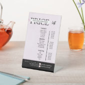 Eenvoudige zwart-wit prijslijst reclamebord met voetstuk (Insitu)