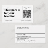Eenvoudige zwart-wit QR-code Aanpasbaar Modern Visitekaartje (Voorkant / Achterkant)