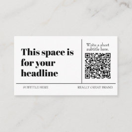 Eenvoudige zwart-wit QR-code Aanpasbaar Modern Visitekaartje