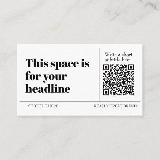 Eenvoudige zwart-wit QR-code Aanpasbaar Modern Visitekaartje (Voorkant)
