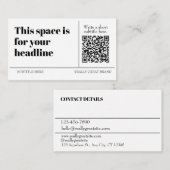 Eenvoudige zwart-wit QR-code Aanpasbaar Modern Visitekaartje (Voorkant / Achterkant)