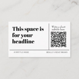 Eenvoudige zwart-wit QR-code Aanpasbaar Modern Visitekaartje