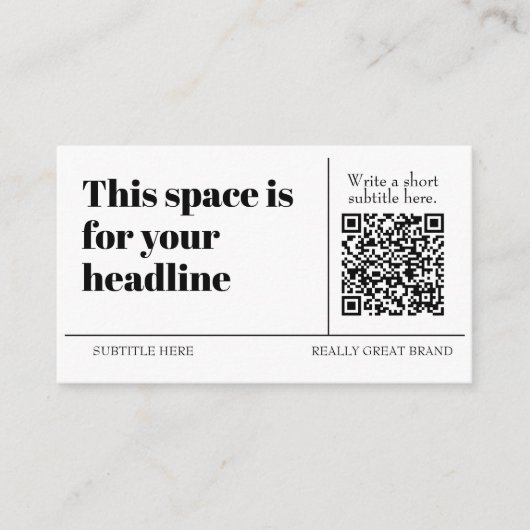 Eenvoudige zwart-wit QR-code Aanpasbaar Modern Visitekaartje (Voorkant)