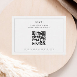 Eenvoudige zwart-wit QR-code bruiloft RSVP Kaartje
