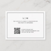 Eenvoudige zwart-wit QR Code Budget Wedding RSVP Notitiekaartje (Voorkant)