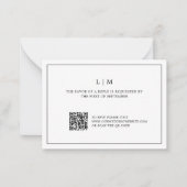Eenvoudige zwart-wit QR Code Budget Wedding RSVP Notitiekaartje (Voorkant)