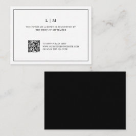 Eenvoudige zwart-wit QR Code Budget Wedding RSVP Notitiekaartje