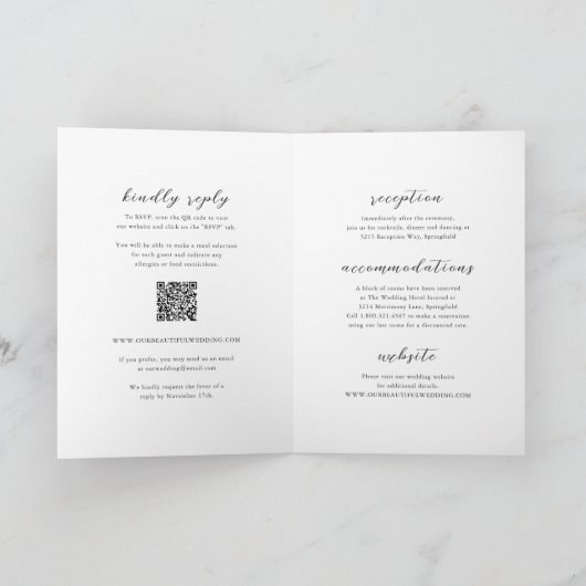 Eenvoudige zwart-wit QR Code Clean Wedding (Binnen)