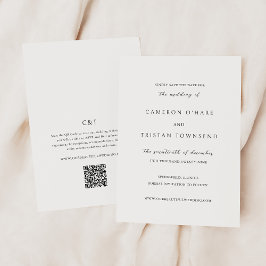 Eenvoudige zwart-wit QR Code Clean Wedding Save The Date