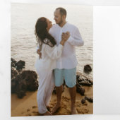 Eenvoudige zwart-wit QR-code Elegante bruiloft Drieluik Uitnodiging (Binnenzijde eerst)