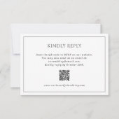 Eenvoudige zwart-wit QR-code Elegante bruiloft RSVP Kaartje (Voorkant)