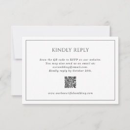 Eenvoudige zwart-wit QR-code Elegante bruiloft RSVP Kaartje