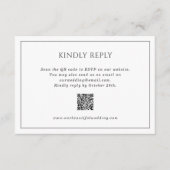 Eenvoudige zwart-wit QR-code Elegante bruiloft RSVP Kaartje (Voorkant)