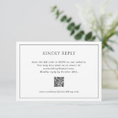 Eenvoudige zwart-wit QR-code Elegante bruiloft RSVP Kaartje (Staand voorkant)