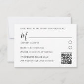 Eenvoudige Zwart & Wit QR-code Huwelijksreactie RSVP Kaartje (Achterkant)