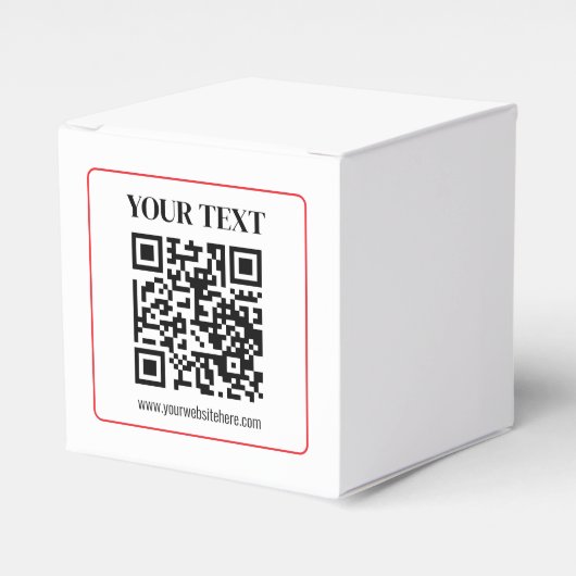 Eenvoudige zwart-wit QR-code met rode rand Bedankdoosjes (Voorkant Zijde)