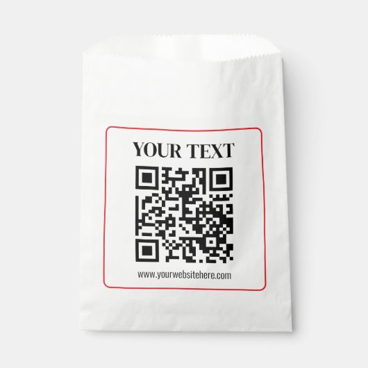Eenvoudige zwart-wit QR-code met rode rand Bedankzakje (Voorkant)