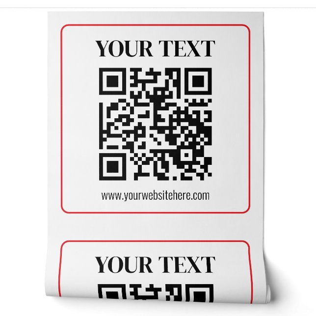 Eenvoudige zwart-wit QR-code met rode rand Behang (Afrollen)