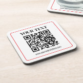 Eenvoudige zwart-wit QR-code met rode rand Bier Onderzetter (Linkerzijde)