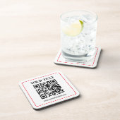 Eenvoudige zwart-wit QR-code met rode rand Bier Onderzetter (Rechterzijde)