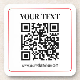 Eenvoudige zwart-wit QR-code met rode rand Bier Onderzetter