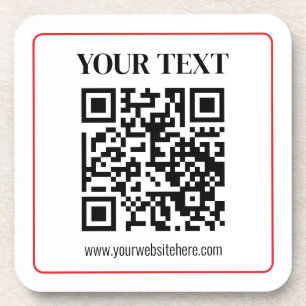 Eenvoudige zwart-wit QR-code met rode rand Bier Onderzetter