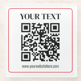 Eenvoudige zwart-wit QR-code met rode rand Glazen Onderzetter