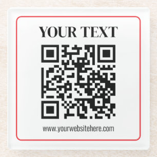 Eenvoudige zwart-wit QR-code met rode rand Glazen Onderzetter