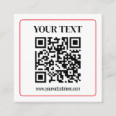Eenvoudige zwart-wit QR-code met rode rand Informatiekaartje (Voorkant)