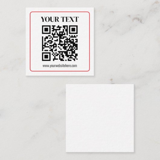 Eenvoudige zwart-wit QR-code met rode rand Informatiekaartje (Voorkant / Achterkant)