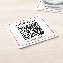 Eenvoudige zwart-wit QR-code met rode rand Kartonnen Onderzetters