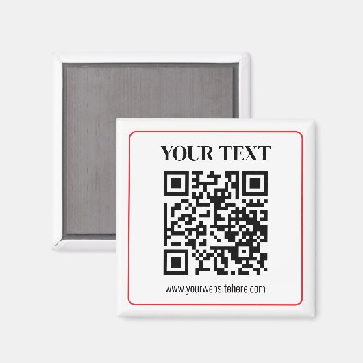 Eenvoudige zwart-wit QR-code met rode rand Magneet (Voorkant / Achterkant)