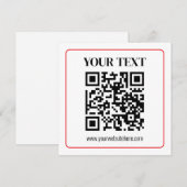 Eenvoudige zwart-wit QR-code met rode rand Notitiekaartje (Voorkant / Achterkant)