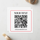 Eenvoudige zwart-wit QR-code met rode rand Notitiekaartje (Voorkant / Achterkant in situ)