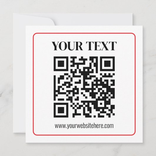 Eenvoudige zwart-wit QR-code met rode rand Notitiekaartje (Voorkant)