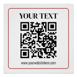 Eenvoudige zwart-wit QR-code met rode rand Perfect Poster