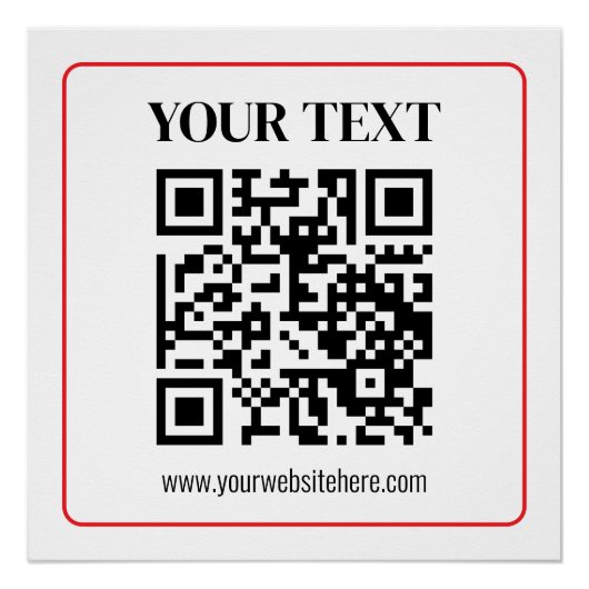 Eenvoudige zwart-wit QR-code met rode rand Perfect Poster (Voorkant)
