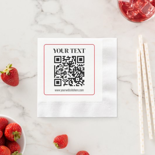 Eenvoudige zwart-wit QR-code met rode rand Servet (Insitu)