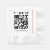 Eenvoudige zwart-wit QR-code met rode rand Servet (Voorkant)