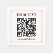 Eenvoudige zwart-wit QR-code met rode rand Servet (Voorkant)