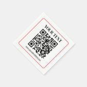 Eenvoudige zwart-wit QR-code met rode rand Servet (Hoek)