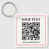 Eenvoudige zwart-wit QR-code met rode rand Sleutelhanger (Voorkant)