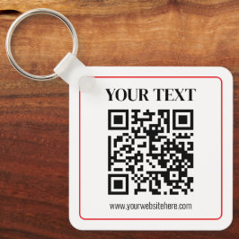 Eenvoudige zwart-wit QR-code met rode rand Sleutelhanger