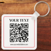 Eenvoudige zwart-wit QR-code met rode rand Sleutelhanger (Achterkant)