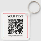 Eenvoudige zwart-wit QR-code met rode rand Sleutelhanger (Achterkant)